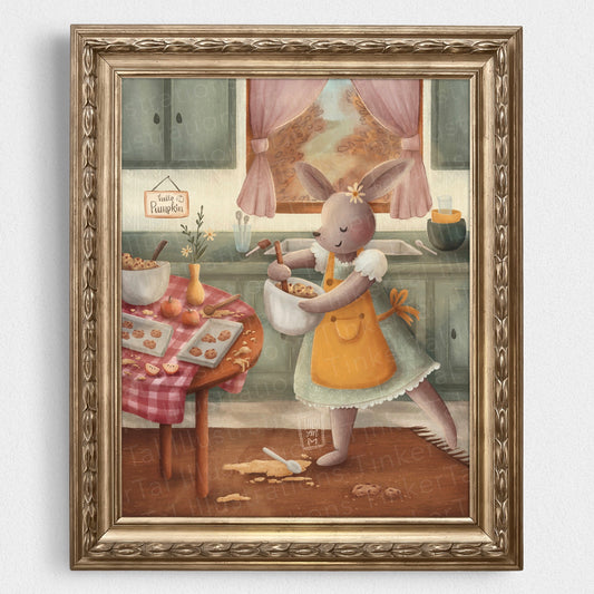 Baking Bunny 'Autumn Apple Cookies' Art Print