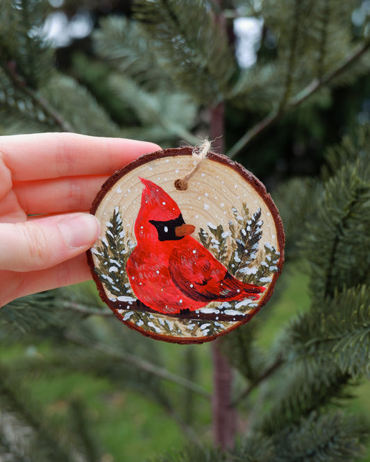 Red Northern Cardinal Ornaments - Hand-Painted Ornaments