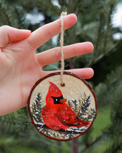 Red Northern Cardinal Ornaments - Hand-Painted Ornaments