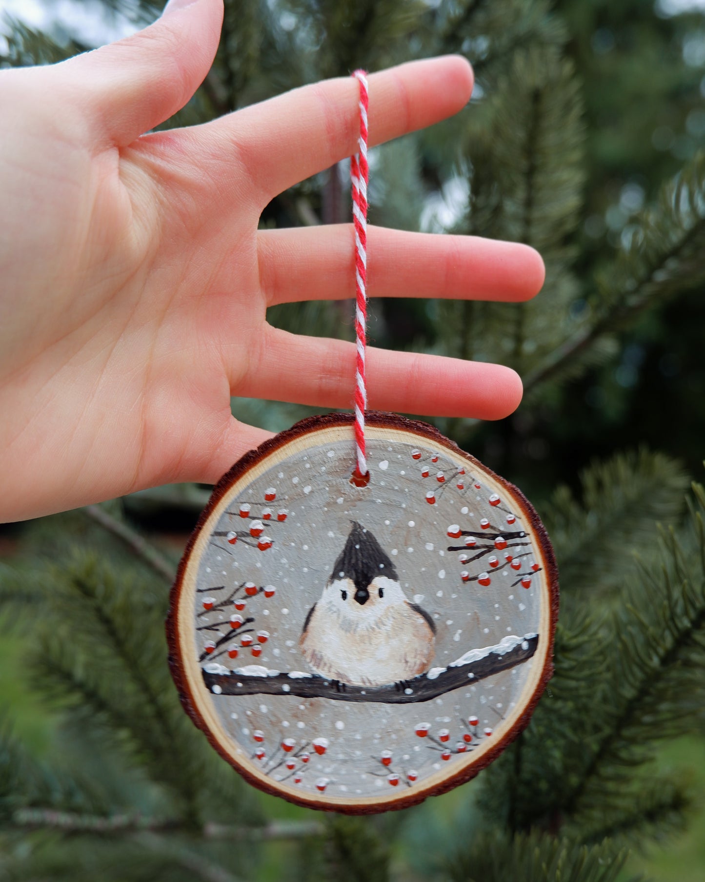 Titmouse Bird Ornament - Hand-Painted Ornament