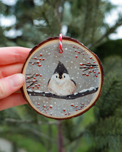 Titmouse Bird Ornament - Hand-Painted Ornament