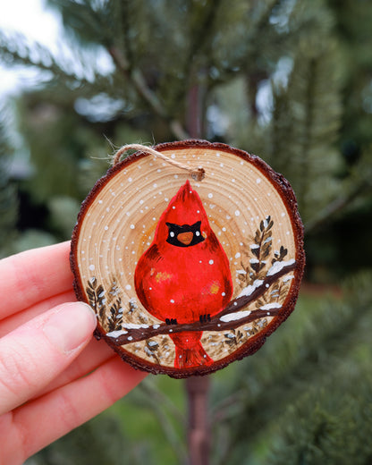 Red Northern Cardinal Ornaments - Hand-Painted Ornaments