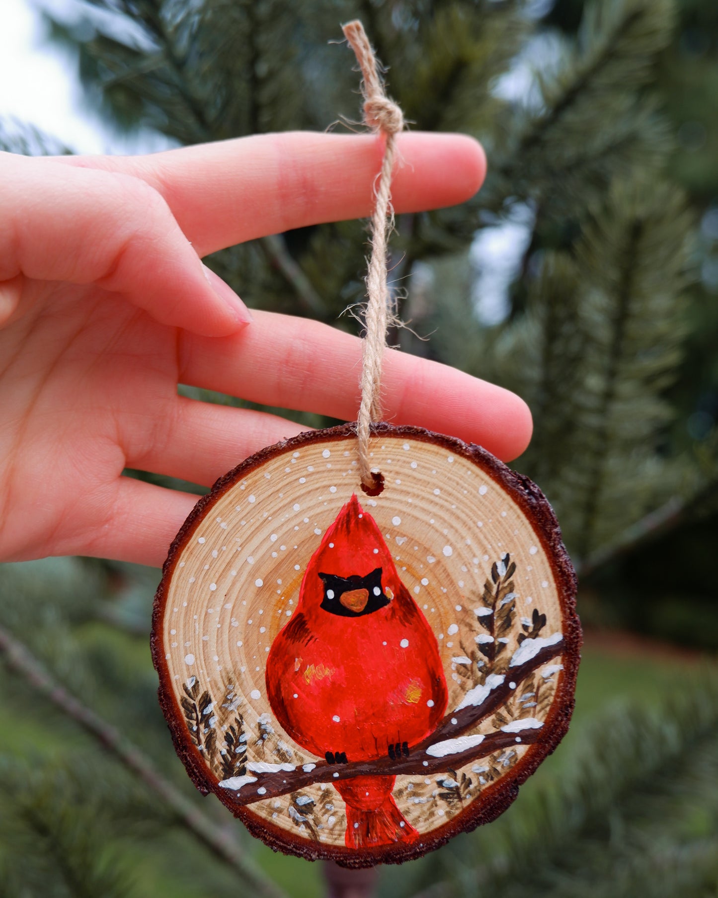 Red Northern Cardinal Ornaments - Hand-Painted Ornaments