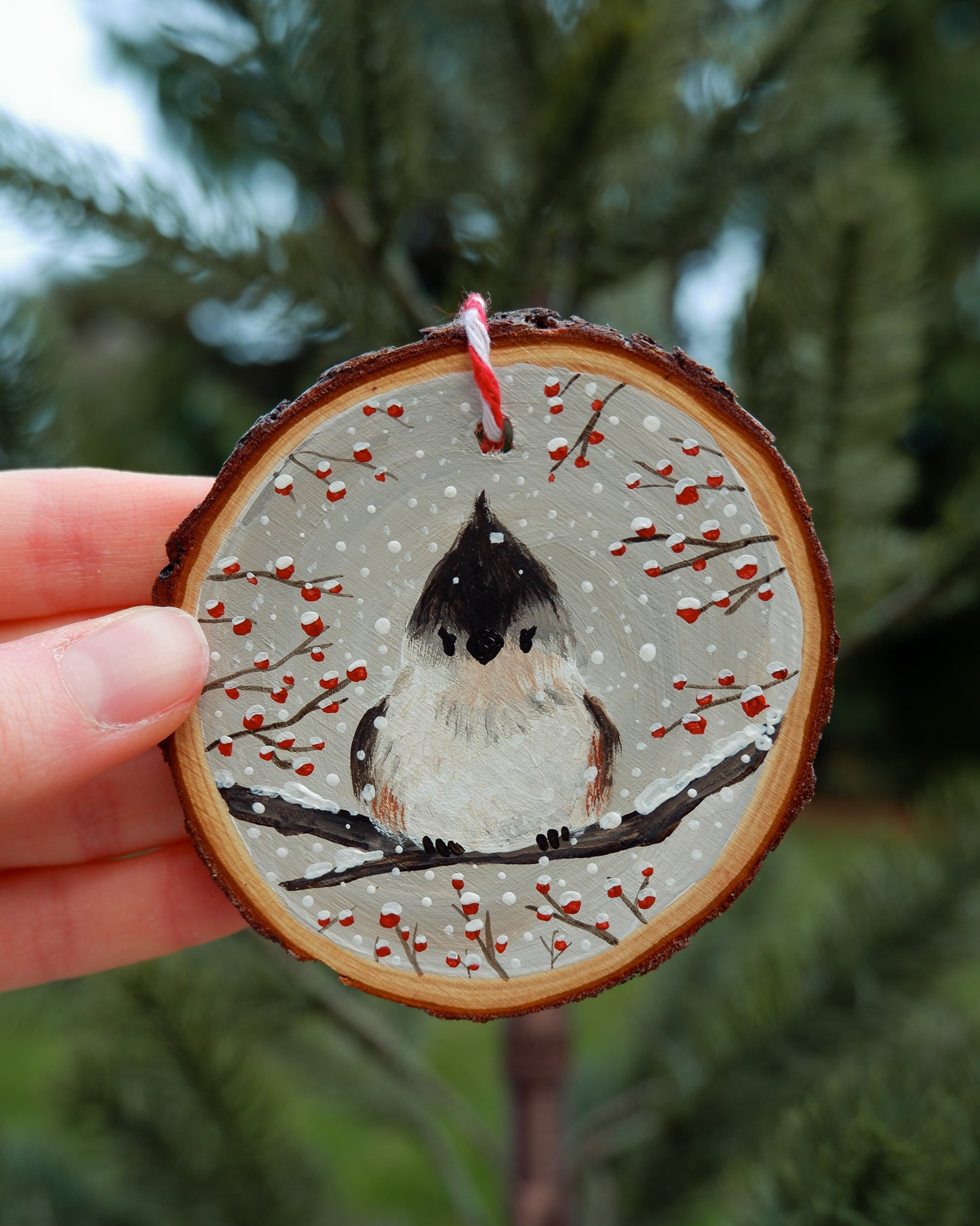 Titmouse Bird Ornament - Hand-Painted Ornament