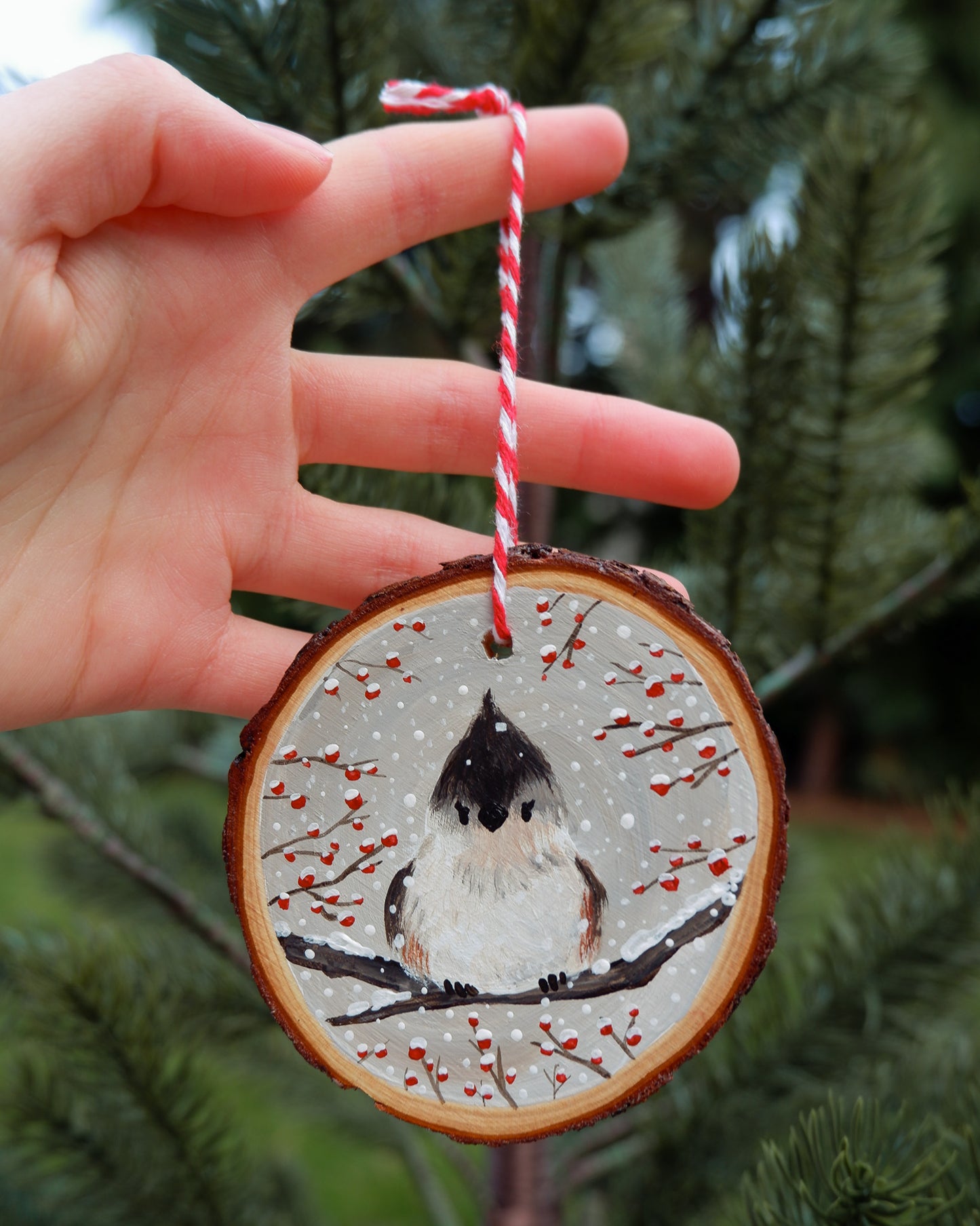 Titmouse Bird Ornament - Hand-Painted Ornament