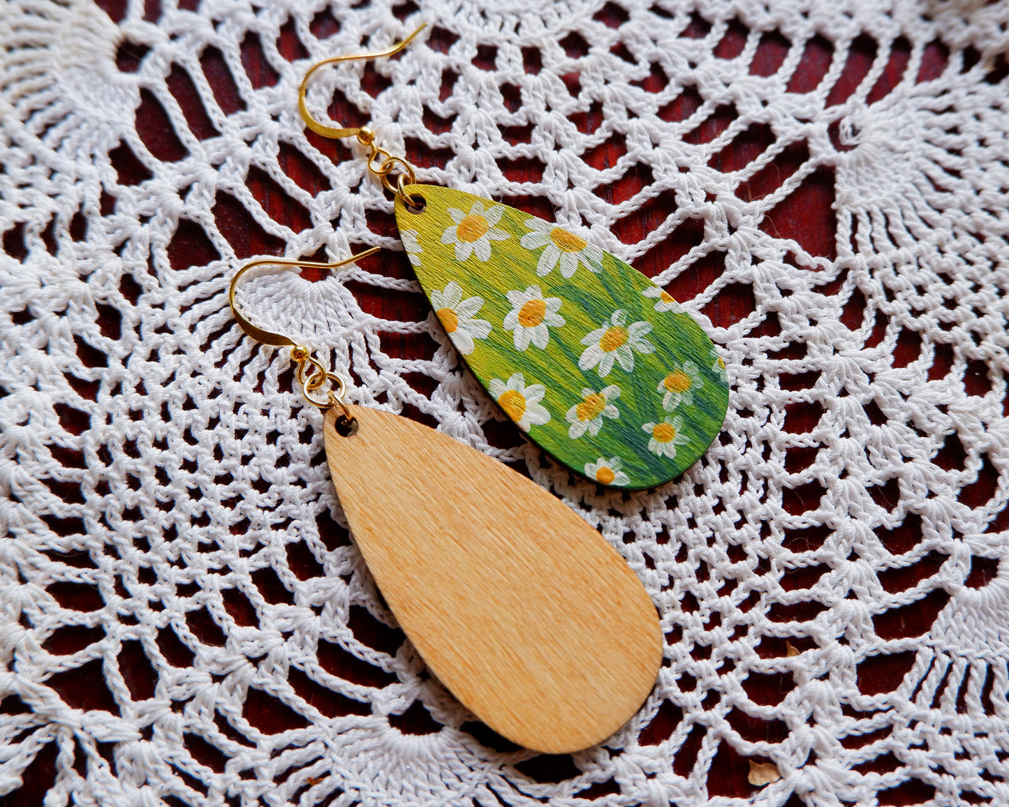 Hand-Painted Earrings - Daisies