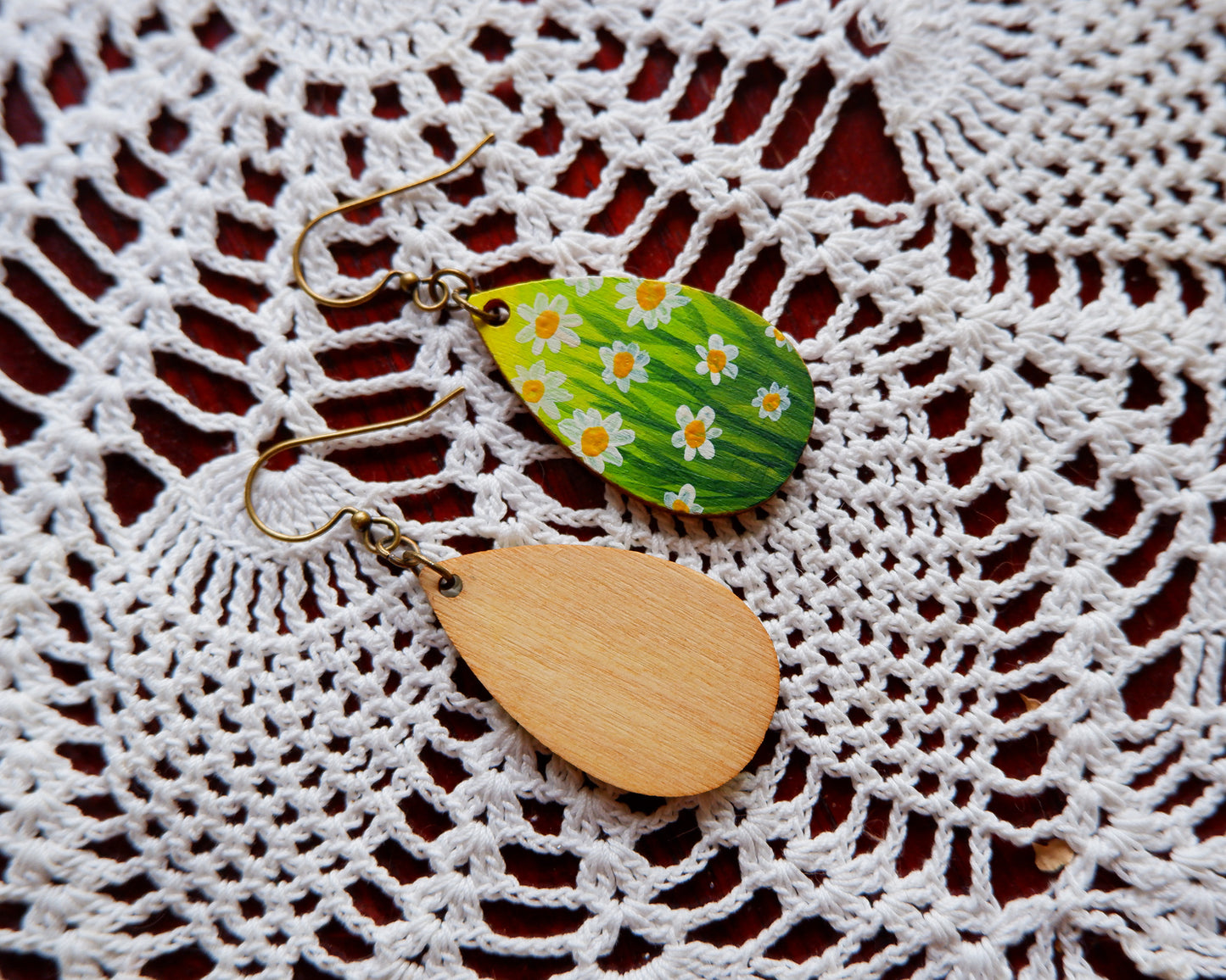 Hand-Painted Earrings - Daisies