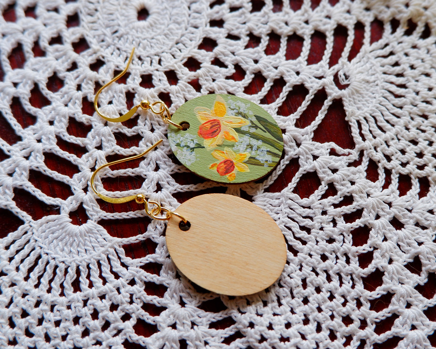 Hand-Painted Earrings - Daffodils