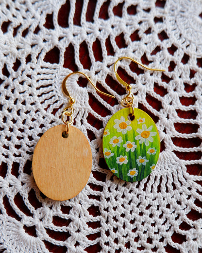 Hand-Painted Earrings - Daisies