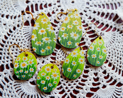 Hand-Painted Earrings - Daisies