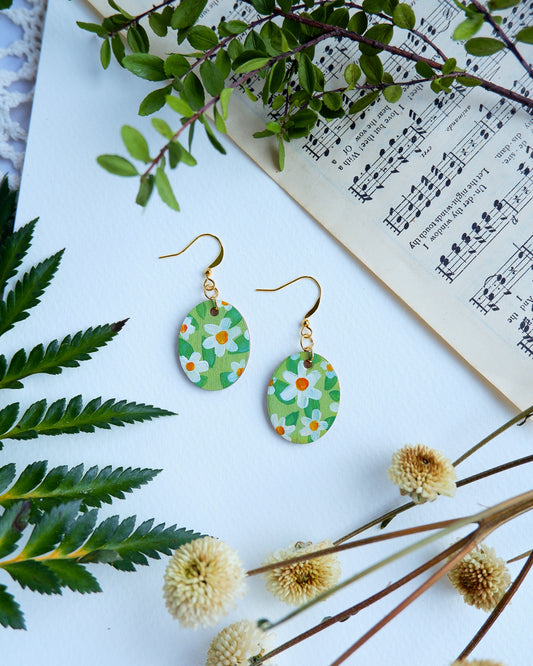 Hand-Painted Earrings - Pacific Dogwood