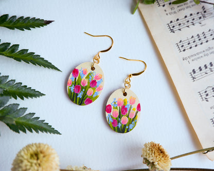 Hand-Painted Earrings - Tulips (Bouquet)