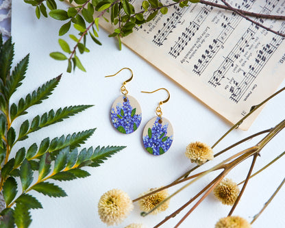 Hand-Painted Earrings - Lilac (Syringa)