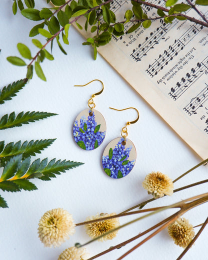 Hand-Painted Earrings - Lilac (Syringa)