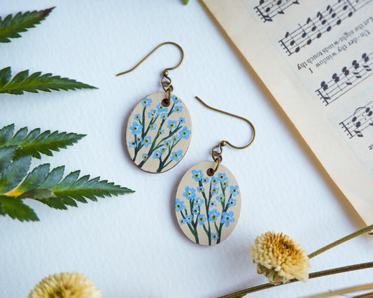 Hand-Painted Earrings - Forget-Me-Nots (Small)