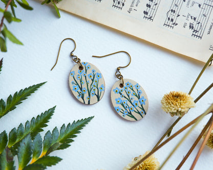 Hand-Painted Earrings - Forget-Me-Nots (Small)