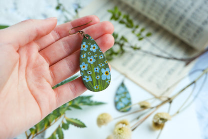 Hand-Painted Earrings - Forget-Me-Nots (Large)