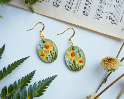 Hand-Painted Earrings - Daffodils