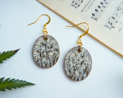 Hand-Painted Earrings - Baby's Breath (Gypsophila), White