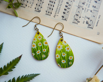 Hand-Painted Earrings - Daisies