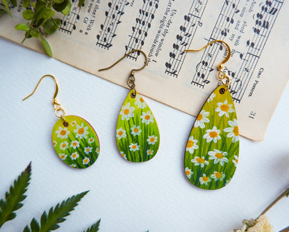 Hand-Painted Earrings - Daisies