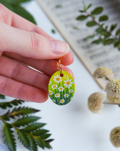 Hand-Painted Earrings - Daisies