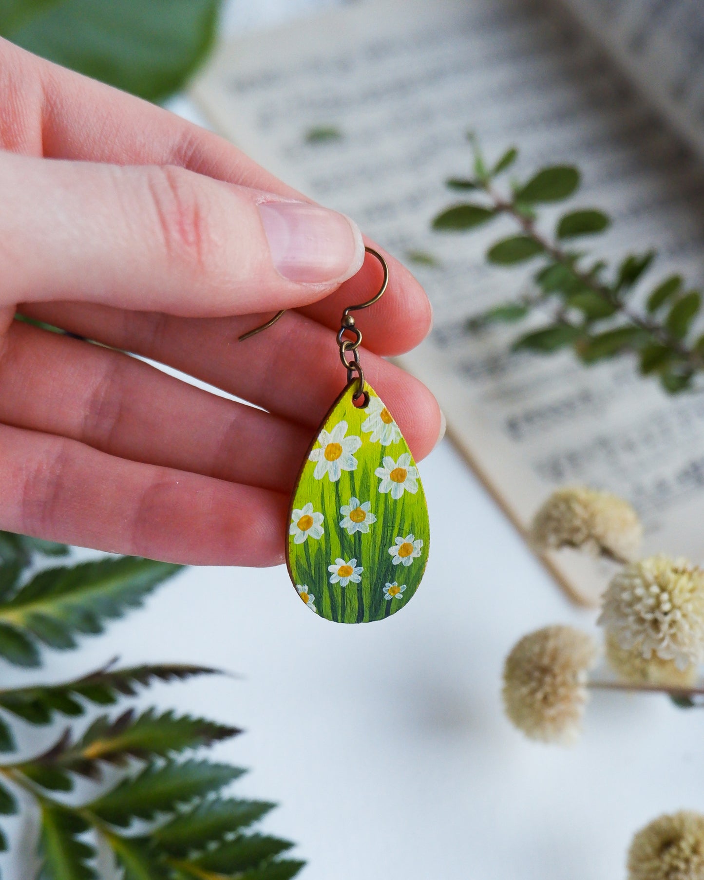 Hand-Painted Earrings - Daisies