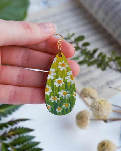 Hand-Painted Earrings - Daisies