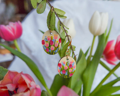 Hand-Painted Earrings - Tulips (Bouquet)