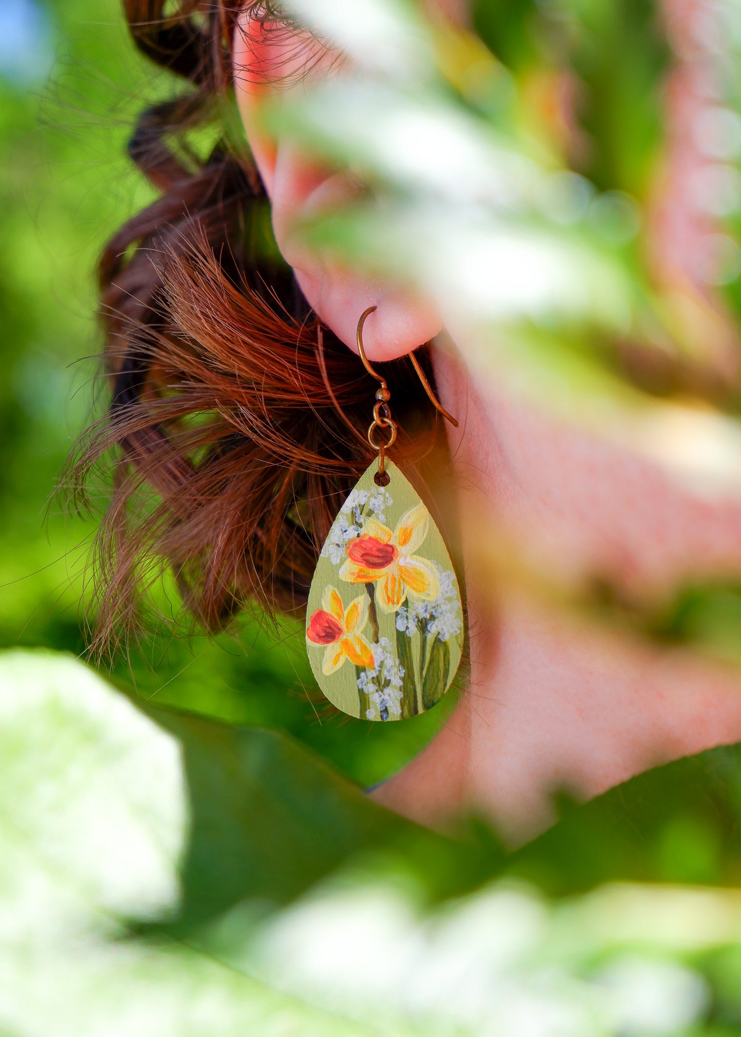 Hand-Painted Earrings - Daffodils