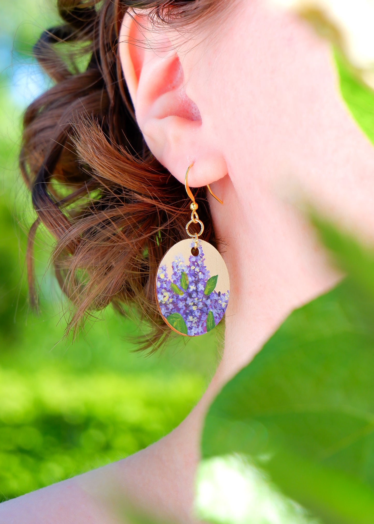 Hand-Painted Earrings - Lilac (Syringa)