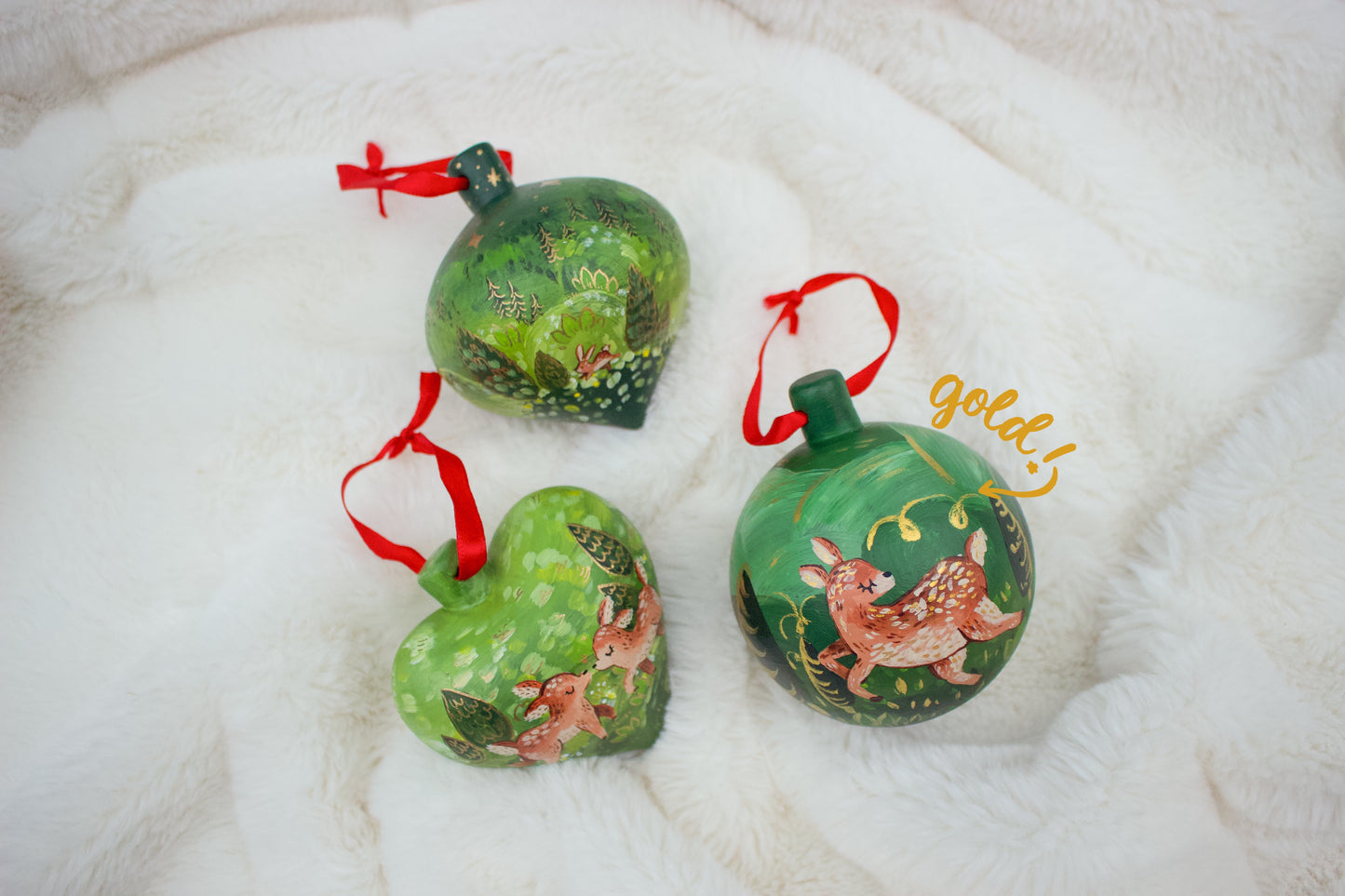 Frolicking Bunnies - Diamond Hand-Painted Ceramic Ornament