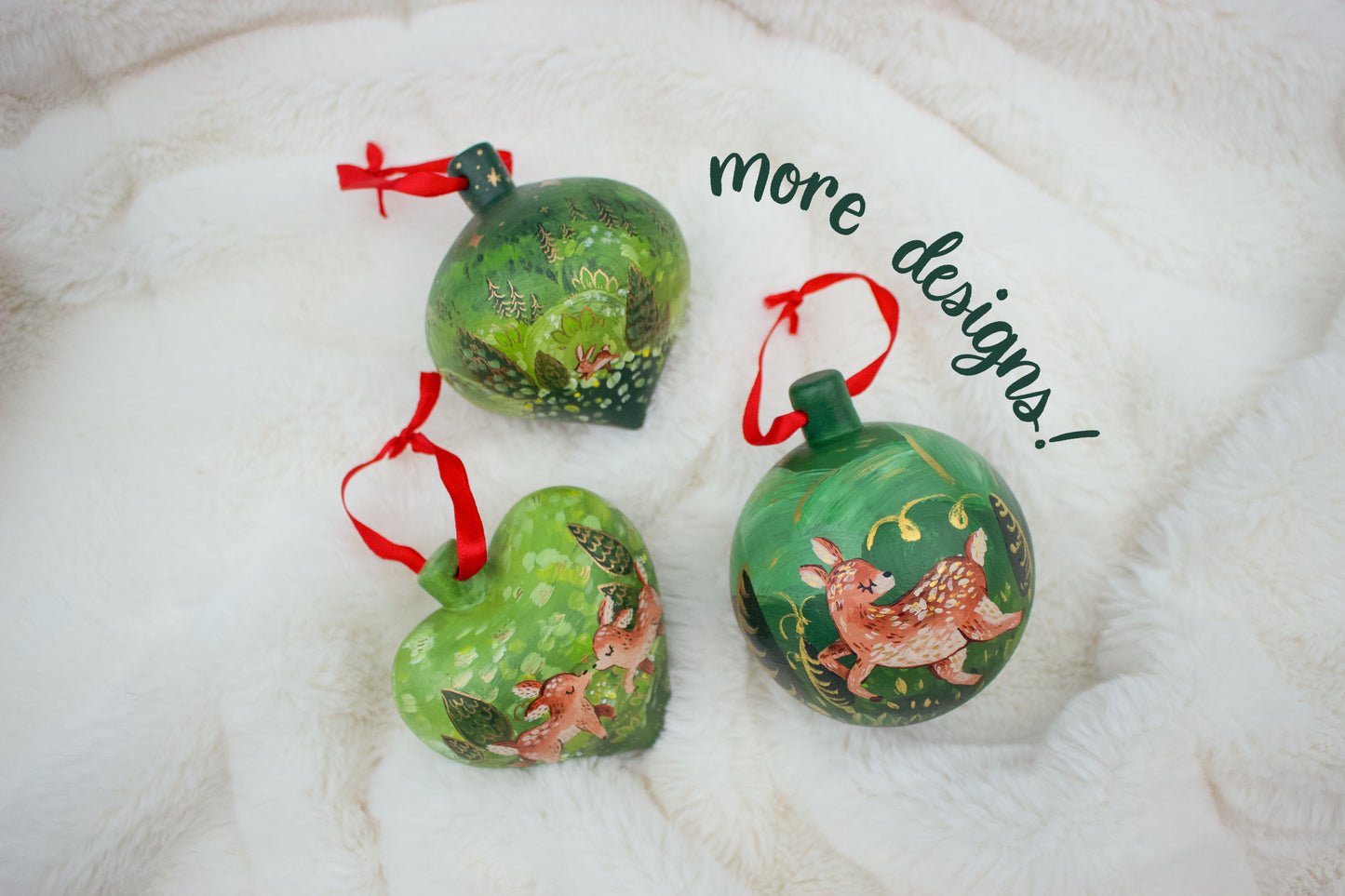 Frolicking Bunnies - Diamond Hand-Painted Ceramic Ornament