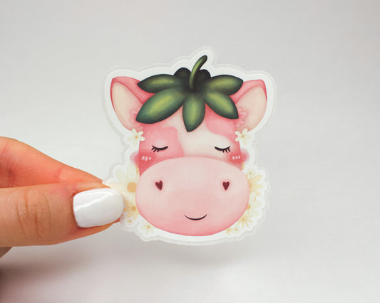 Handmade Strawberry Cow Sticker