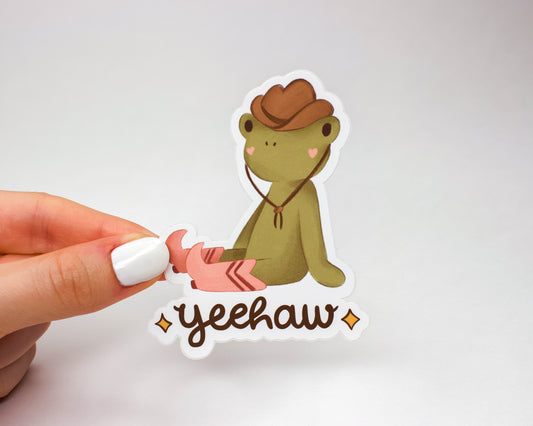 Handmade 'YEEHAW' Frog Sticker