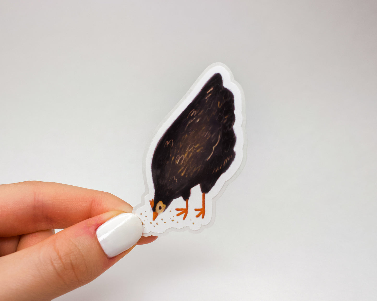 Handmade Black Barnyard Chicken Sticker