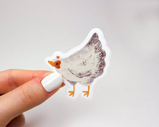 Handmade White Barnyard Chicken Sticker