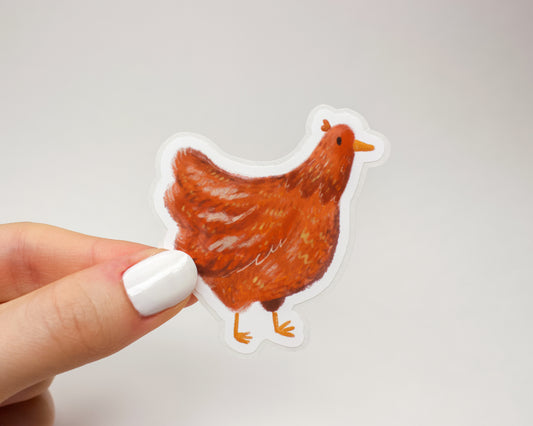 Handmade Red Barnyard Chicken Sticker