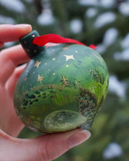 Frolicking Bunnies - Diamond Hand-Painted Ceramic Ornament