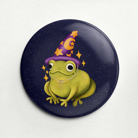 Wizard Frog Handmade Button Pin