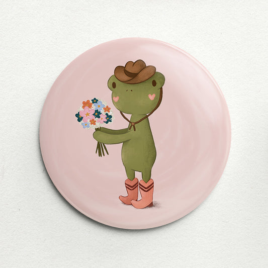 Flower Bouquet Cowboy Frog Handmade Button Pin