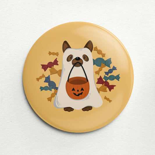 Halloween Candy Ghost Dog Handmade Button Pin