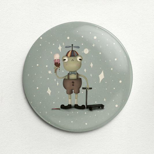 Ice-Cream Helicopter Hat Frog Handmade Button Pin