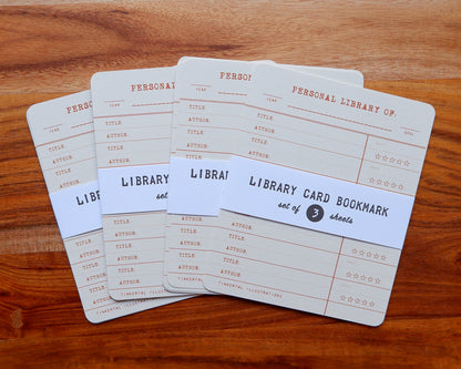 Library Card Bookmark - PACK OF 3