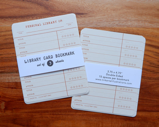 Library Card Bookmark - PACK OF 3