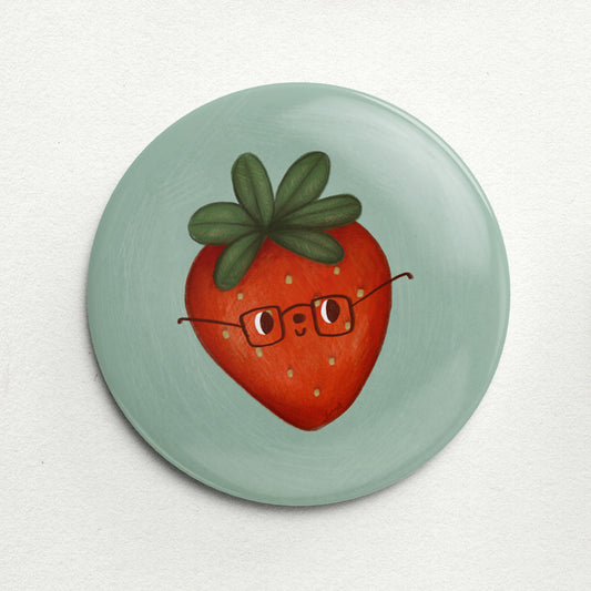 Quirky Strawberry Handmade Button Pin