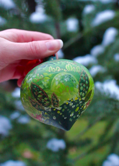 Frolicking Bunnies - Diamond Hand-Painted Ceramic Ornament