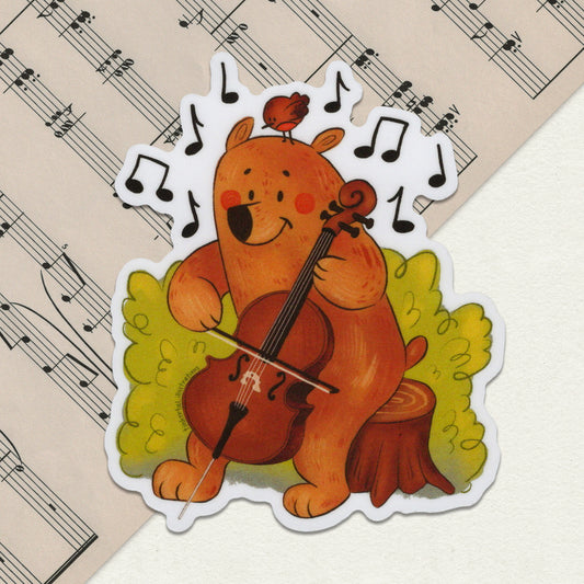 Cello Bear - Vinyl Sticker